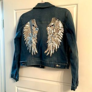 Denim Jacket with Angel Wings Medium